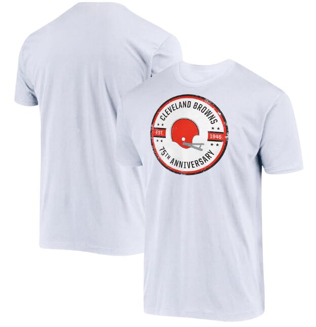 Men's Cleveland Browns White NFL 2021 75th Anniversary Circle Logo T-Shirt